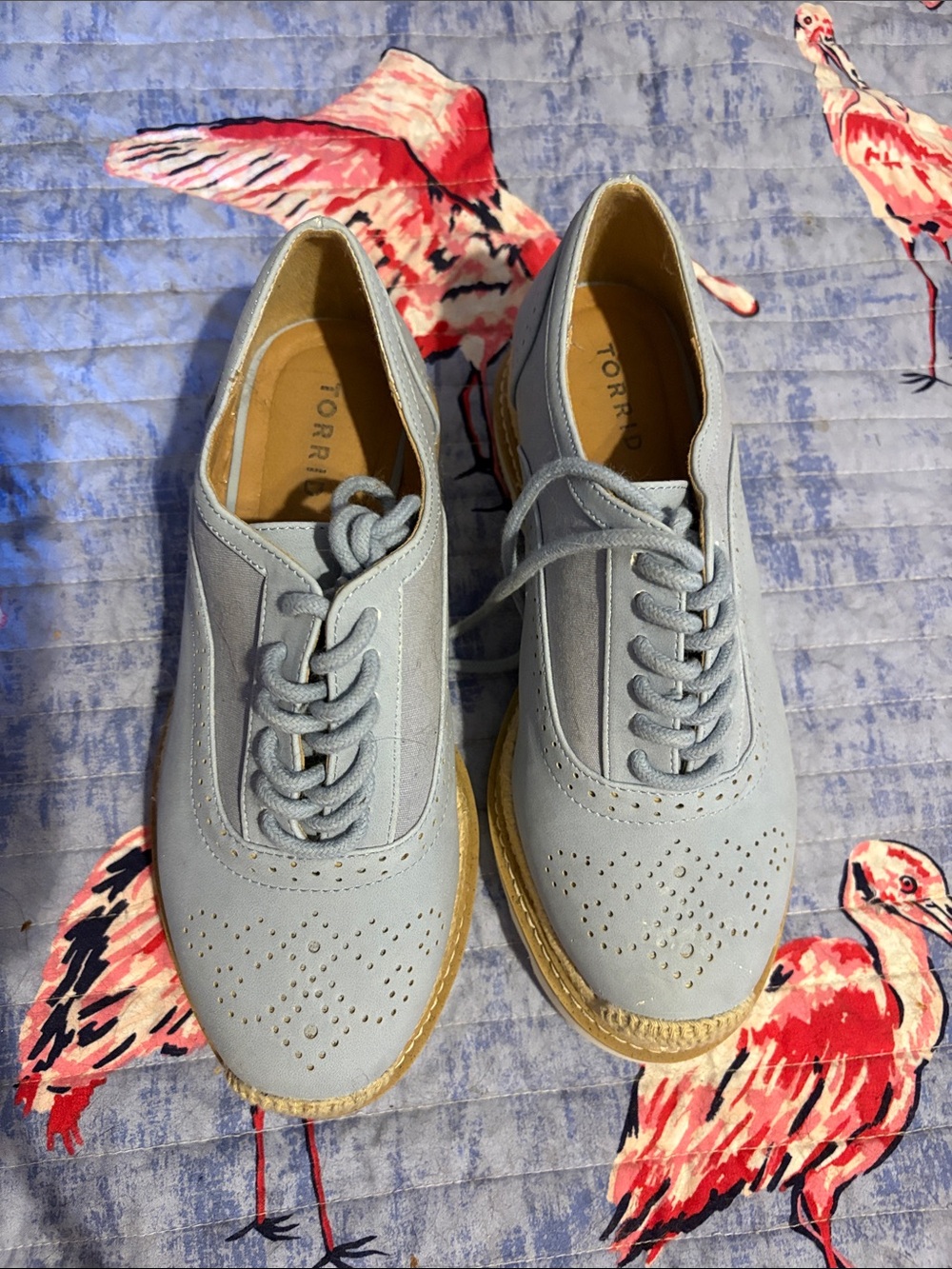 torrid Pale Blue Brogue Espadrille Oxford Flats